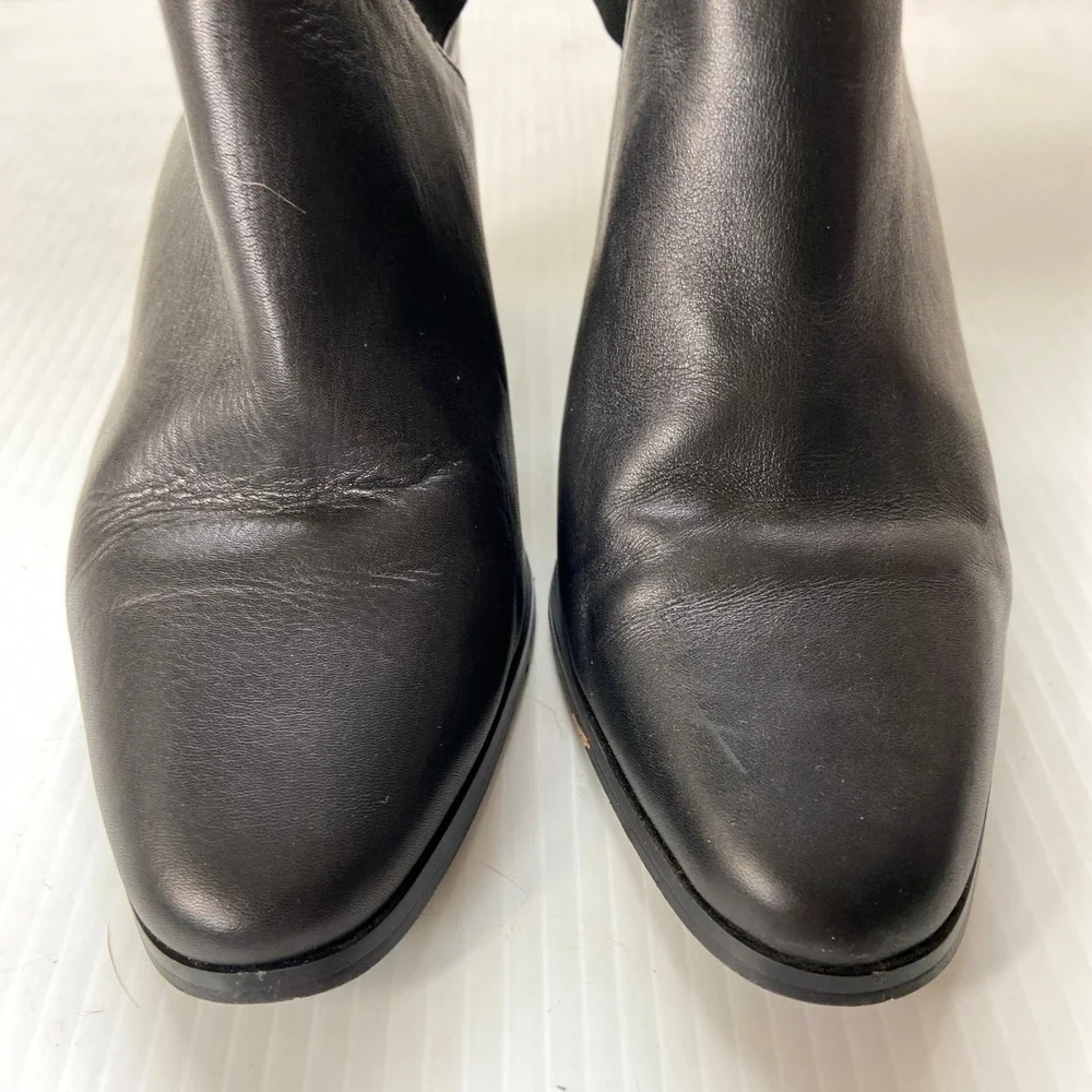 Sol Sana Black Leather Slingback Heeled Bootie Womens EU 38 US 7